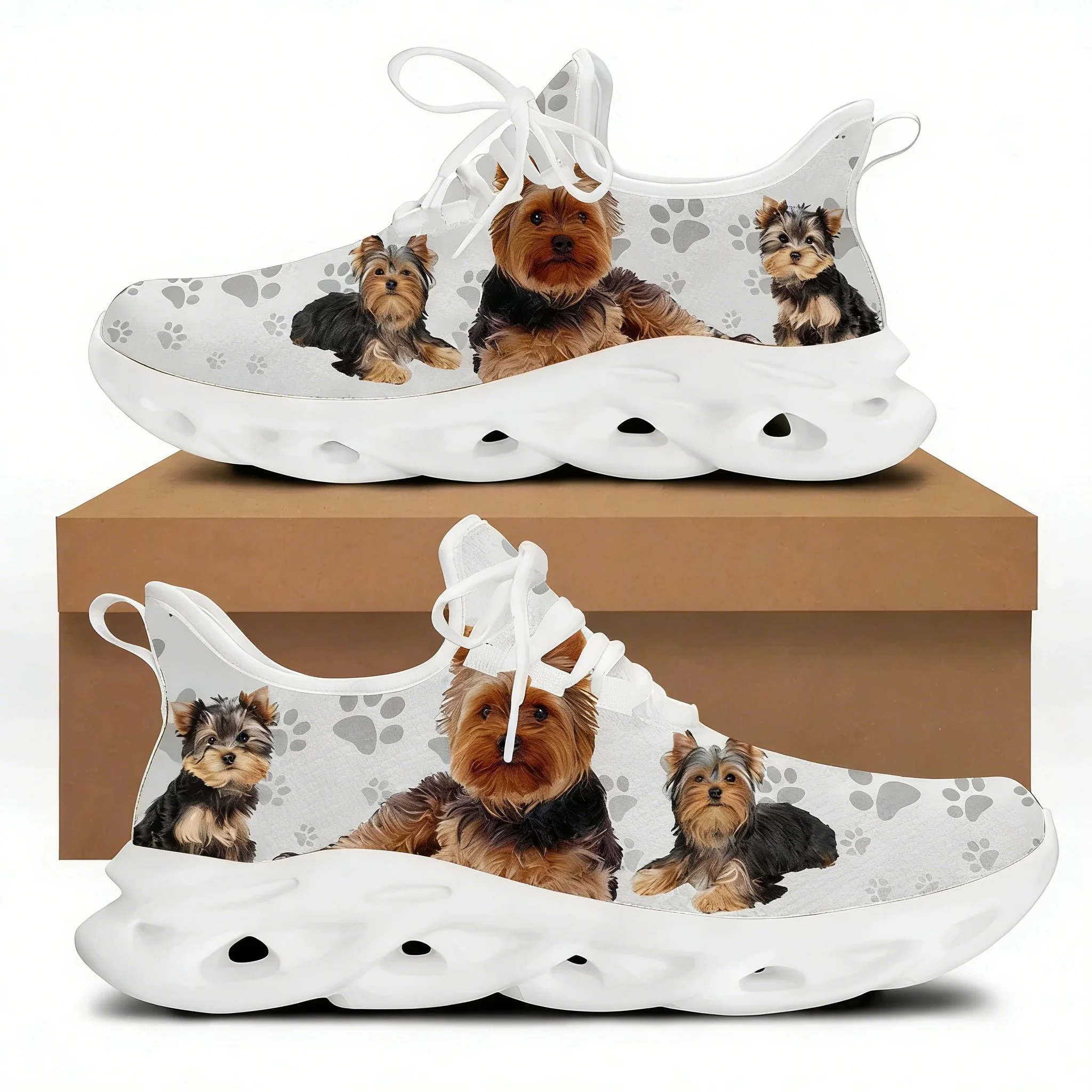 

Yorkshire Terrier Print Casual Sneakers Women Shoes Dog Paw Brand Design Summer Spring Walking Foorwear Tennis Shoes