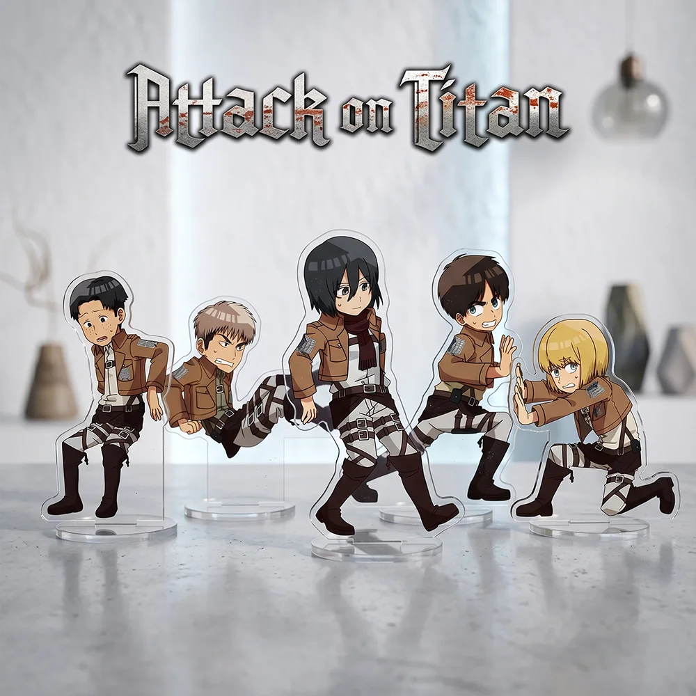 Attack on Titan Funny Pose 10CM Double Sided Acrylic Stand keychain 2026 New Anime Stand Eren Yeager Mikasa Ackerman Desk Decor