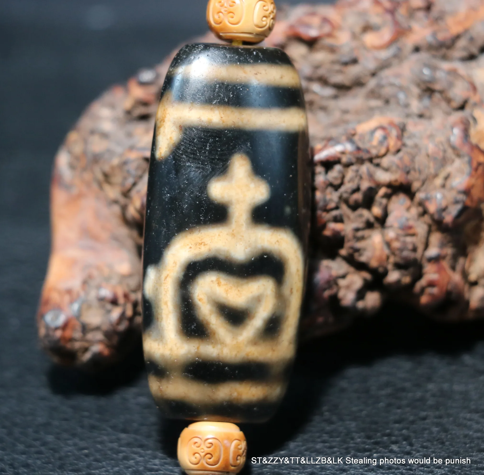 Magic Power Tibetan Old Agate Aquarious Treasure Bottle Flat Shape dZi Bead Amulet LKbrother Talisman UPD220615A3