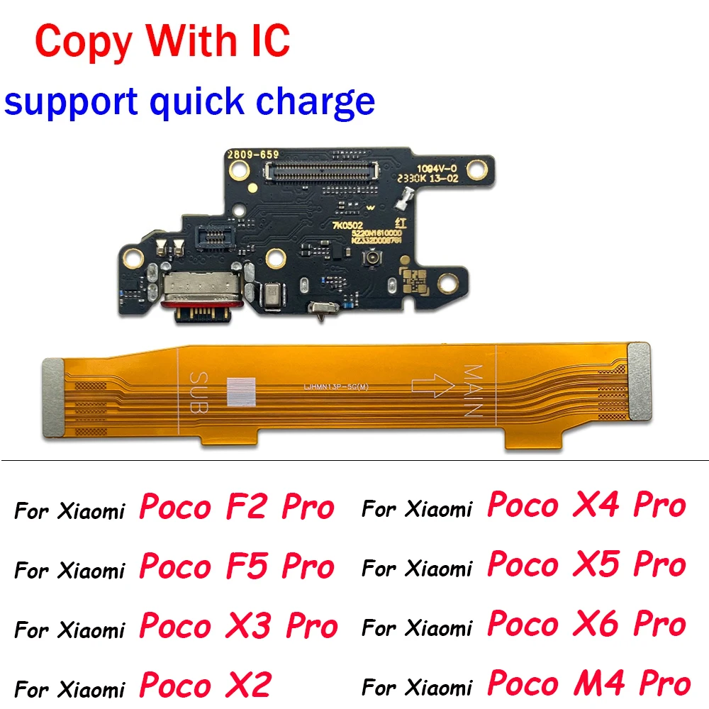 

For Xiaomi Poco F2 F1 F3 X3 M4 X4 X5 Pro 4G 5G X2 USB Charging Port Mic Microphone Connector Main Motherboard LCD Flex Cable