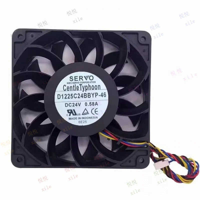 

L+ 1PCS D1225C24BBYP-46 DC24V 0.58A 4-Wire Silent Cooling Fan