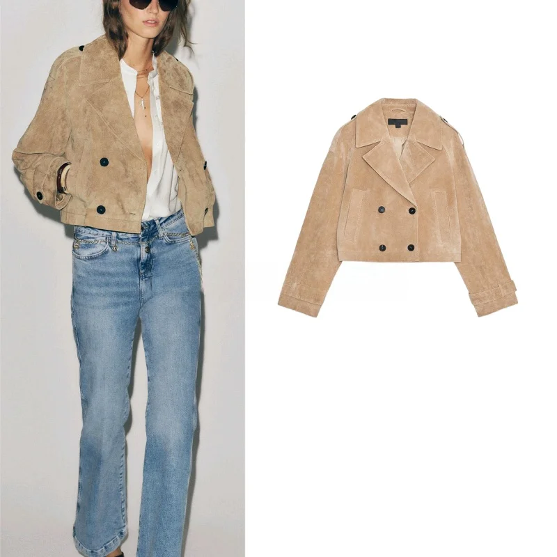 Automne nouveau femmes en cuir PU ort Jaet manteau Long Sve col rabattu coupe-vent Sle vêtements d'extérieur respirant Polyester