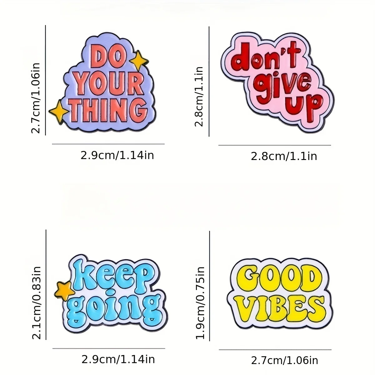 Fun Quotes Enamel Pins Custom Good Vibes Keep Going Dont Give Up Brooches Dialog Badge Denim Shirt Lapel Pin Bag Jewelry Gift