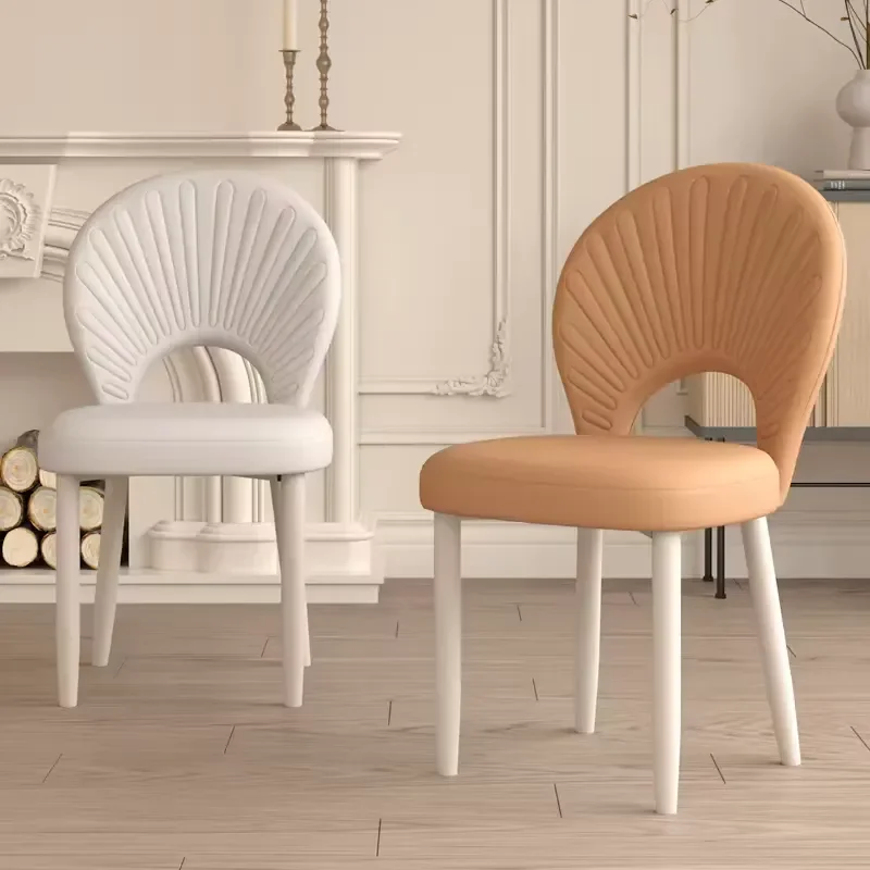 Modern dining chair leather upholstered metal legs red backrest durable dining room furniture