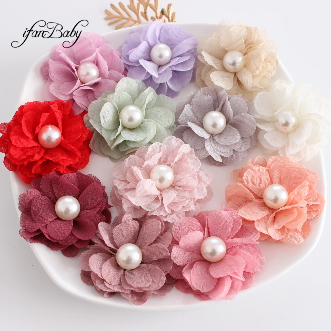 

5.5CM Ruffled Chiffon Flowers Fabric Floral For Craft Hair Accessories Hairband Apparel Accessories