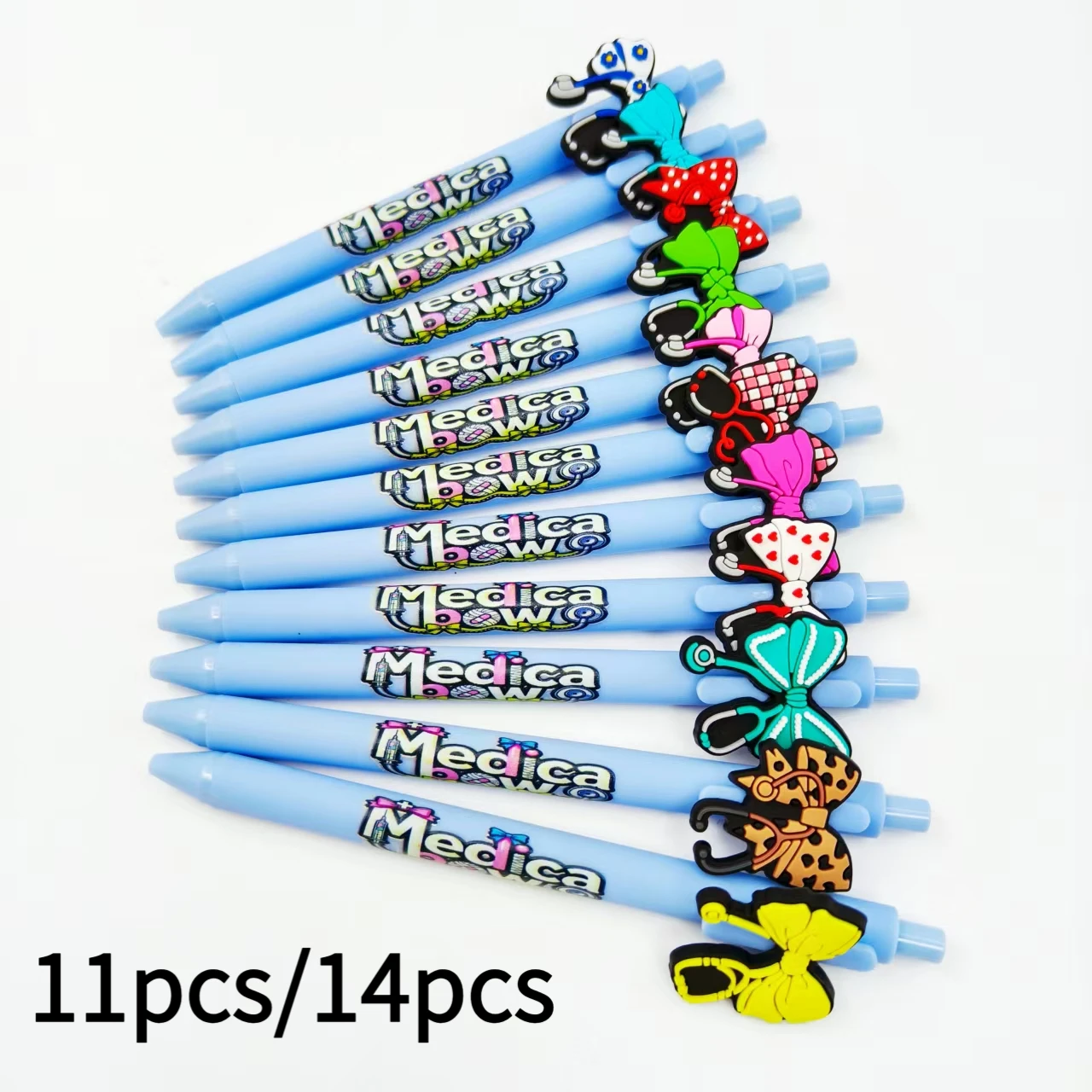 

11 шт./14 шт., медицинский стетоскоп в форме бабочки, патч-ручка, небесно-голубая ручка, цветная печать, медицинская серия, шариковая ручка