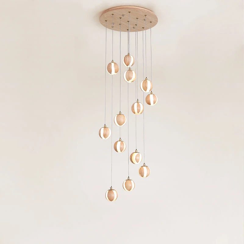 

Modern LED Chandelier Living Room Wooden Lighting Acrylic Ball Loft Dining Room Kitchen Lighting Stair Free Shipping Chandelier