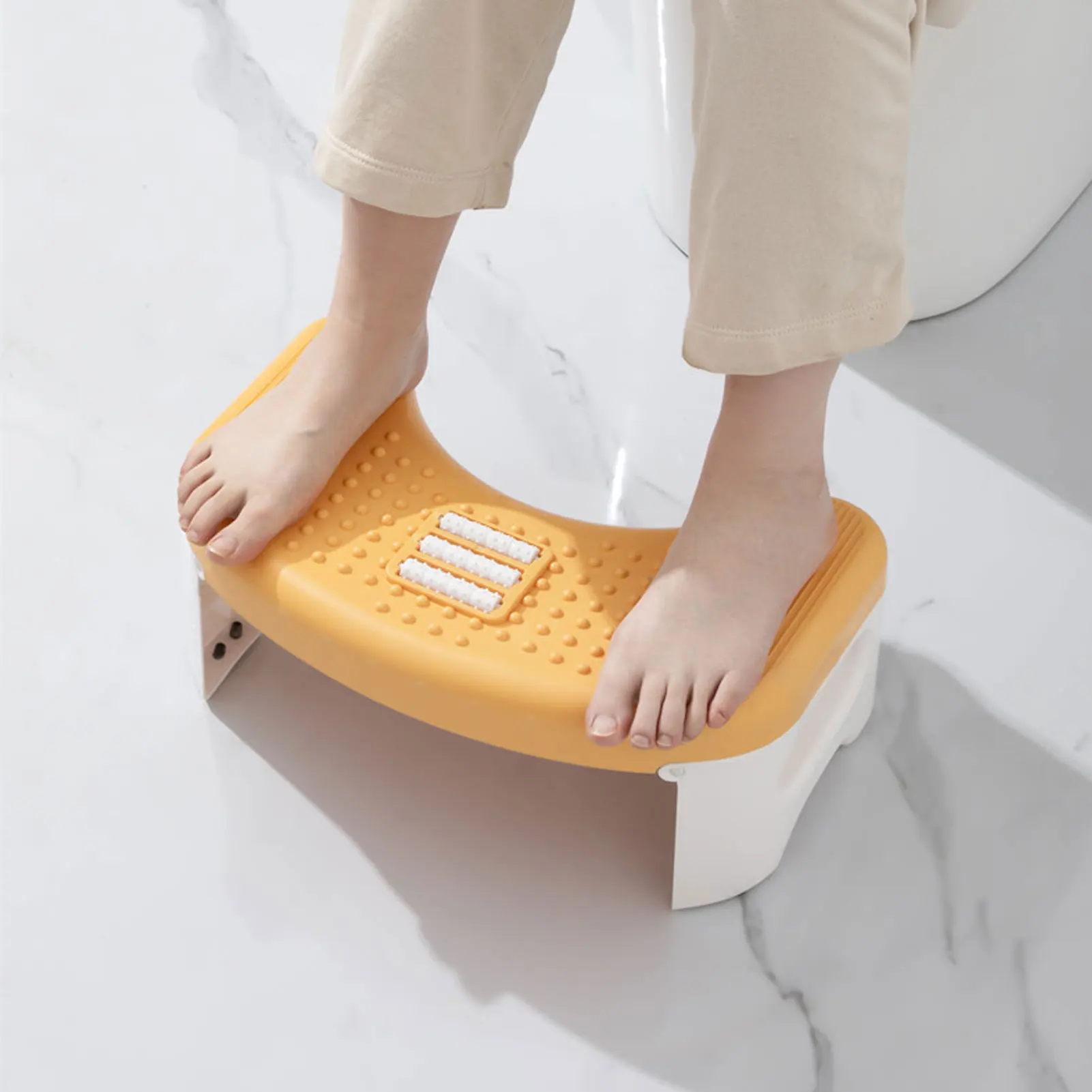 Foldable Poop Stool With Non-Slip Mat Compact Shape And Anti-Slip Mat Travel Foot Stool With Portable Handle U-shaped Toilet