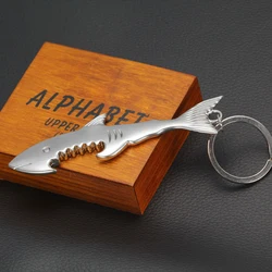 Hot Shark Bottle Opener Keychain Alloy Multifunction Fish Corkscrew Key Chains Jewelry New Arrived Keyring Accessories