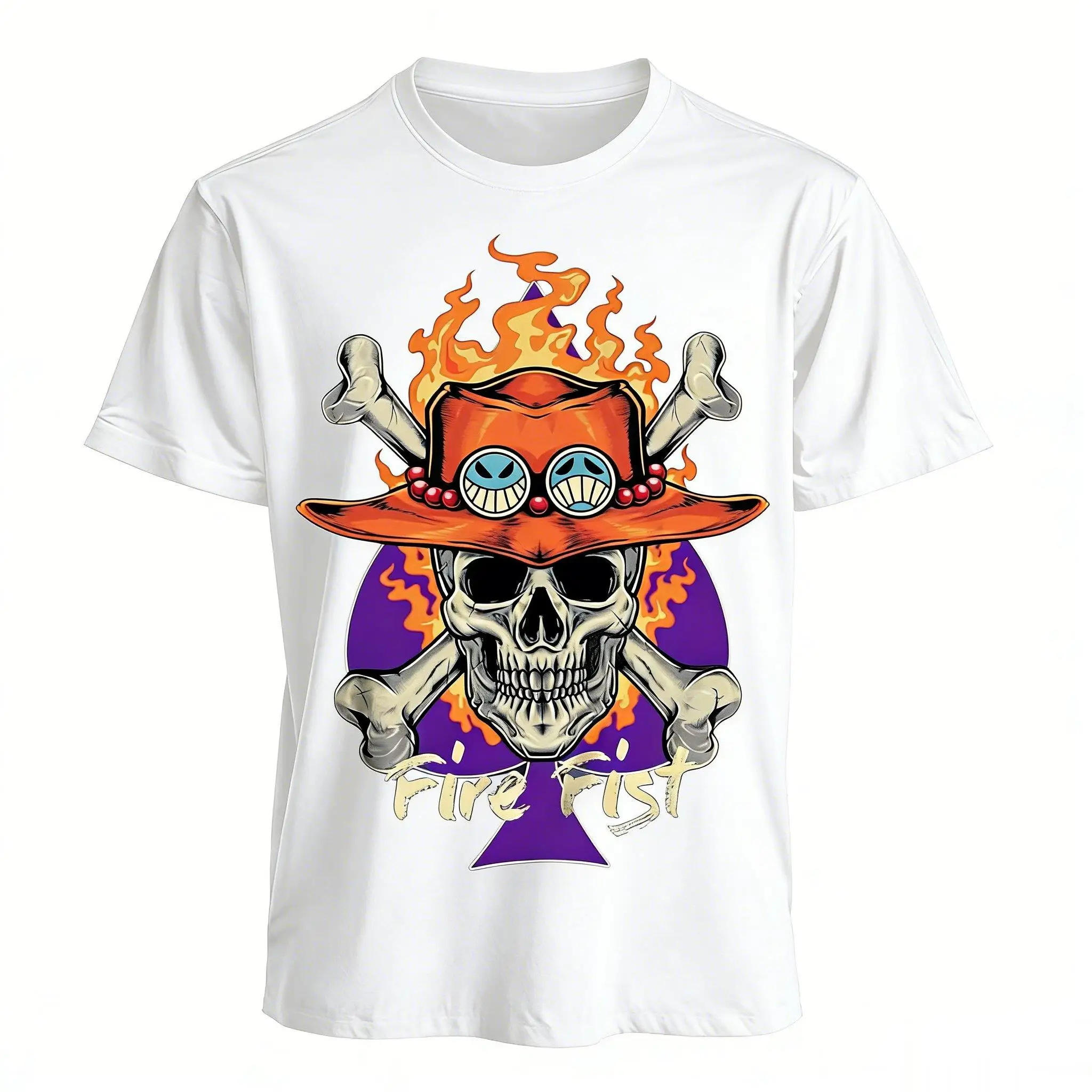 قطعة واحدة Ace أنيمي تي شيرت الرجال النساء النار قبضة الجرافيك القطن قصير الأكمام المحملة 2026 الصيف الشارع الشهير رداء علوي غير رسمي مانغا طباعة #2