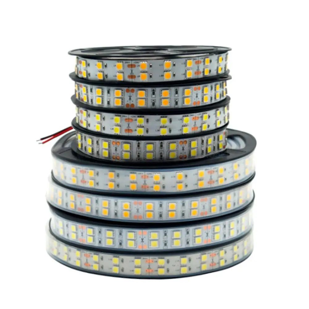 

5m 120LED/M Double Row DC 12V 24V SMD 5050 LED Strip Light Flexible LED Tape IP20 IP67 Waterproof RGB White Warm White Color