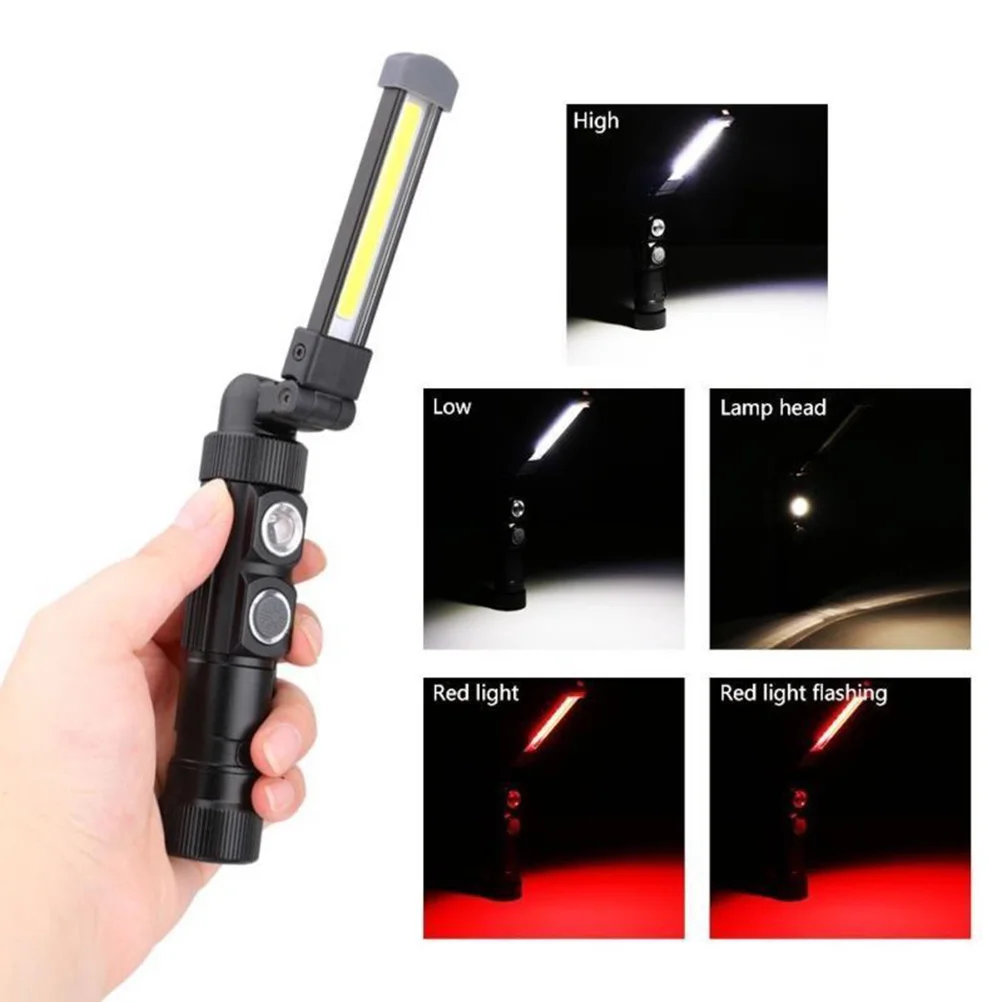 

Magnetic Camping Light Black Cob Led Work Inspection Lamp Usb Rechargeable Foldable 360-Degree Rotation Outdoor Hand