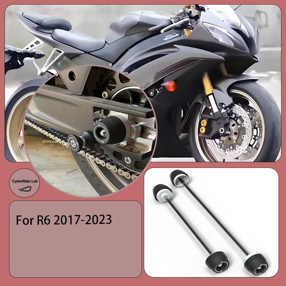 

For Yamaha YZF-R6 2017-2023 F/R Wheel Spindle CNC Crash Sliders - Track Anti-Fall Steel No Tools Rider Gift Back to School
