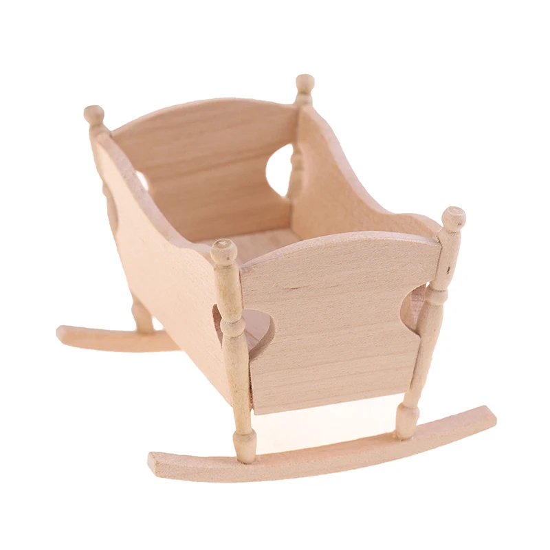 

1:12 Dollhouse Miniature Wooden Baby Cardle Bed Model Toy Furniture Dolls House Decoration Pretend Play Toy 7 X 6.8 X 5 Cm