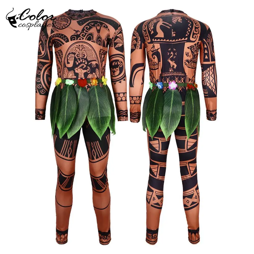 

Color Cosplayer Anime Movie Dress Halloween Cosplay Costume Tribesman Maui Jumpsuit Women Girl Dress Funny Festival Clothing