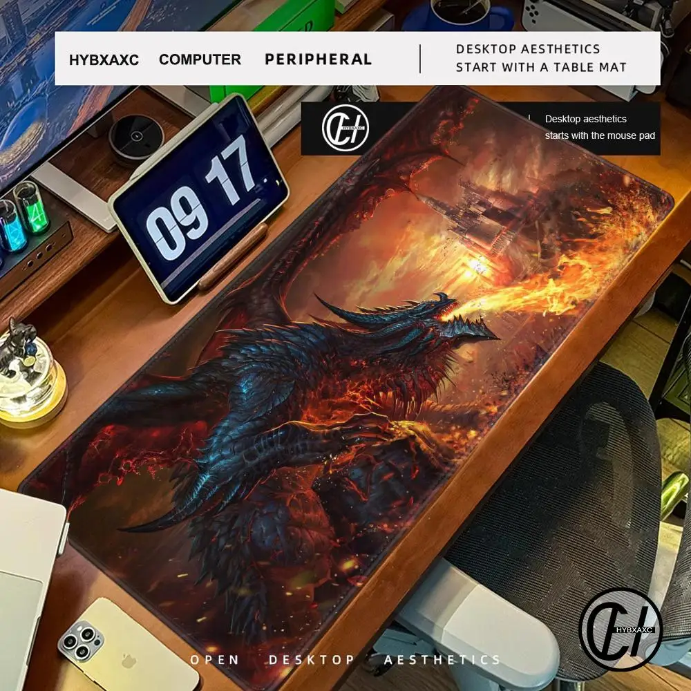 

HYBXAXC Fantasy Dragon Phoenix Mouse Pad Large Computer Gaming Accessories MousePads Mats Carpet Anti-slip Computer Mouse Pads
