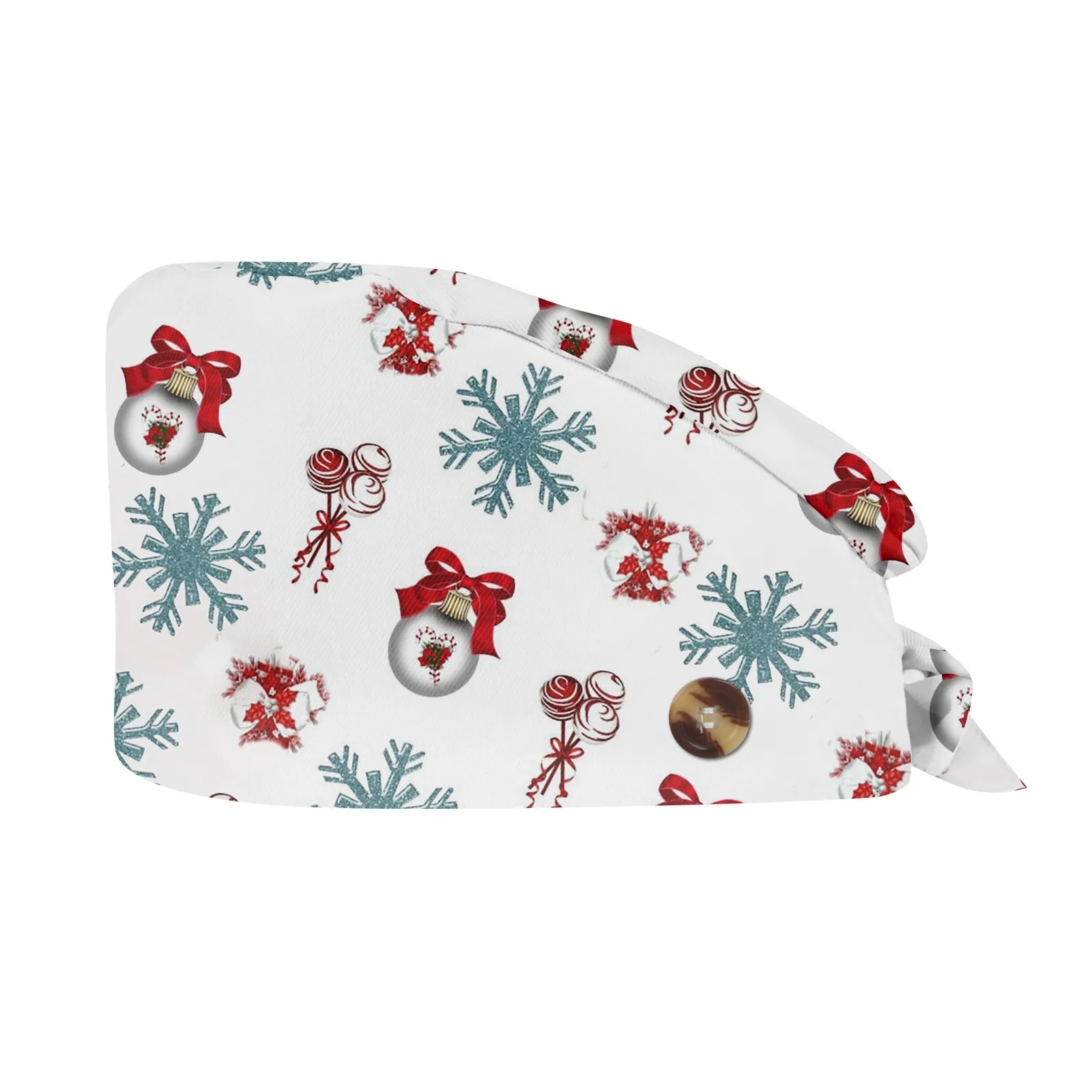 크리스마스 음식 만화 인쇄 수술 모자, 크리스마스 스크럽 모자, 산타 클로스, 애완 동물 미용 기관 작업 스크럽 모자