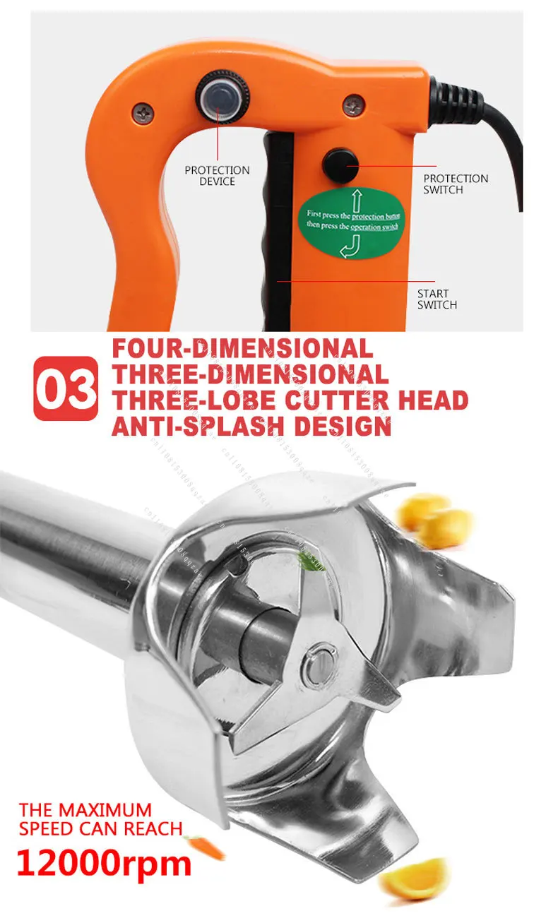 Portable Blender Food Mixer Commercial Ice Cream Stir Bar Mixing Machine Electric Meat Grinder Juicer Stick view 4