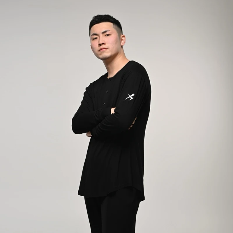 2025 nouvelle danse latine col en v hauts hommes manches longues vêtements d'entraînement mâle moderne danse vêtements noir adulte danse chemise XH2883