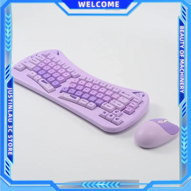 68 key Cat Ear  Mechanical Keyboard Kit Acrylic Stacking  Custom Colorful Cute Girl Wireless Office Gaming Keyboard Mouse