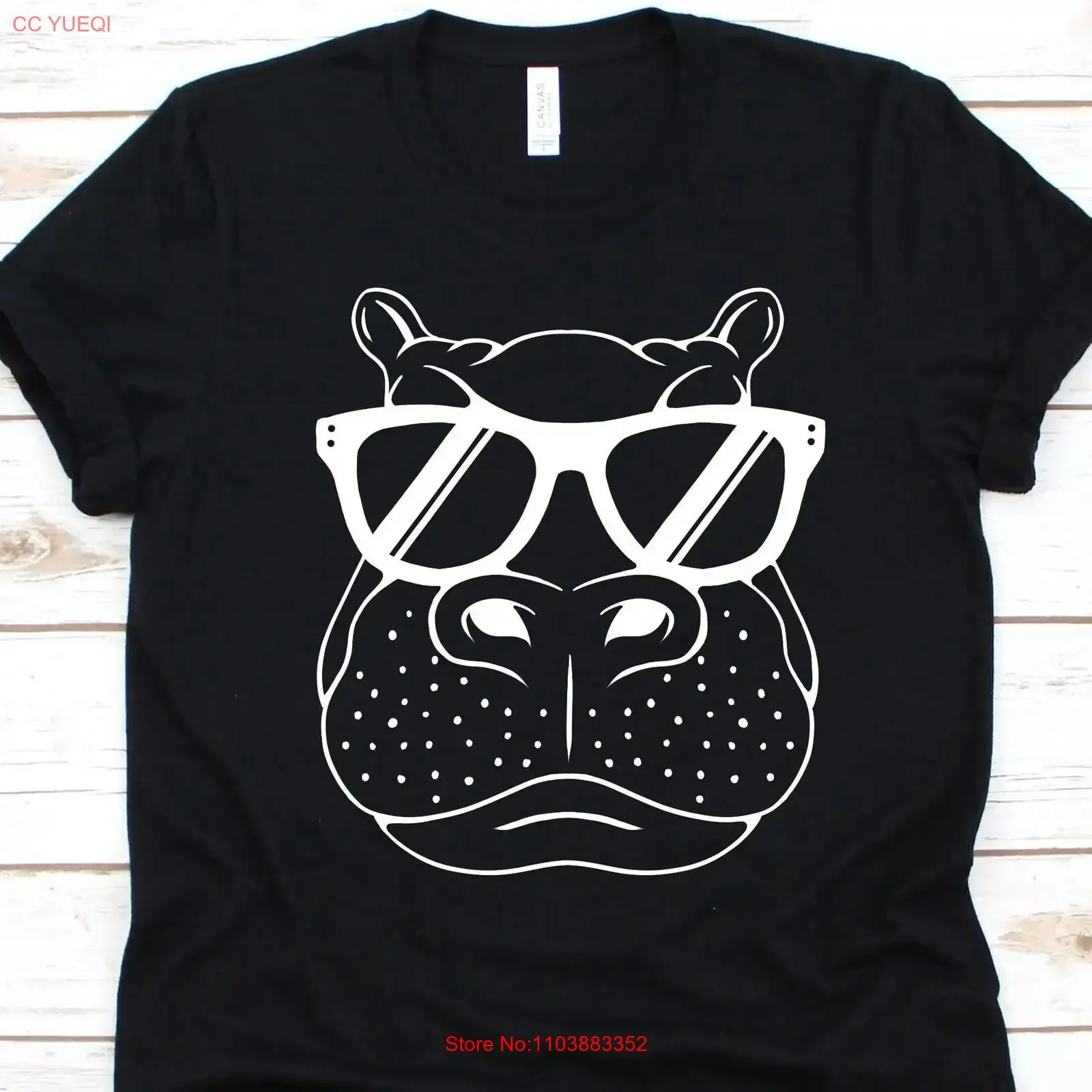 Camiseta con diseño de hipopótamo con gafas, diseño genial de hipopótamo, para amantes de los hipopótamos, mamífero semiacuático, estilo vintage, streetwear