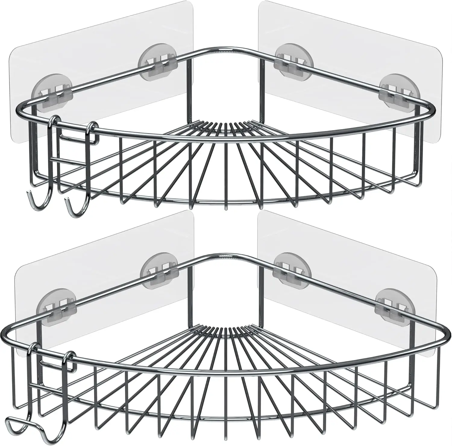 

Stainless Steel Shower Corner Shelf with Suction Cups, No Drill Installation, 2-Pack Silver