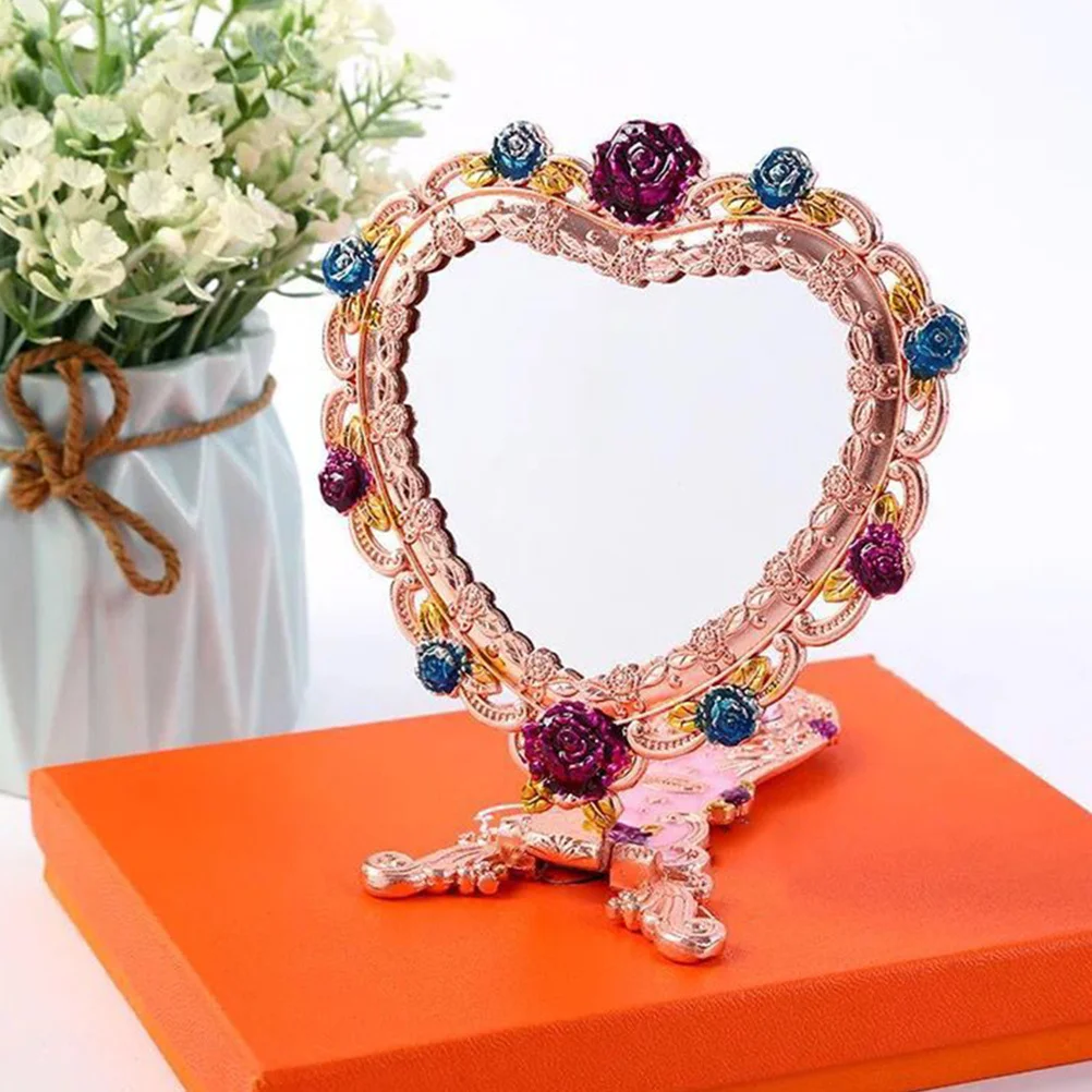 مرآة زينة محمولة على شكل مكياج على الطراز الأوروبي للنساء، مرايا كلاسيكية ذات سطح عالي الوضوح