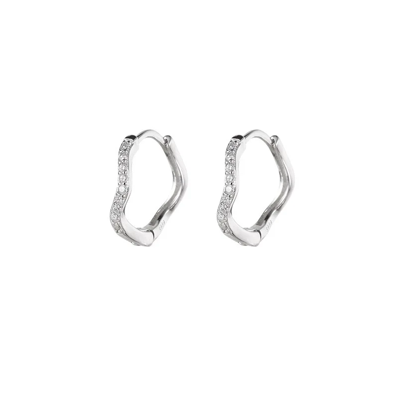 REETI 925 Sterling Silver Earrings Fashion Zircon Wavy Earrings for Women Gift Earings Fashion Jewelry Korean Earrings