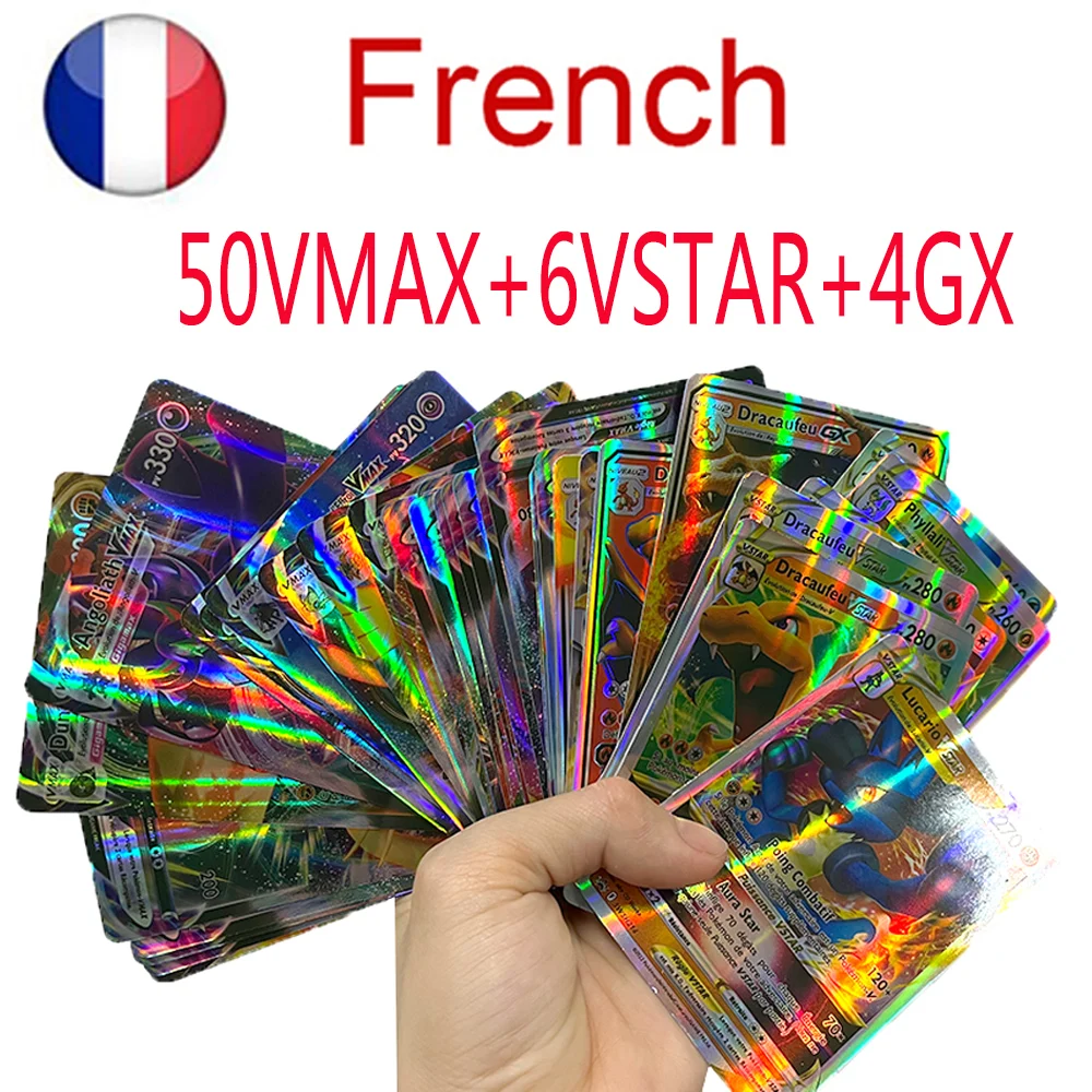 Pokemon Cards in French Letters Charizard Arceus Vstar Vmax GX MEGA V-union Kids Pokmo Gift Game Collection Card Rainbow Toy