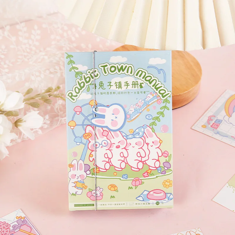 

30 Sheets/Set Rabbit Town Manual Series Postcard Cute Cartoon Bunny Greeting Message Cards Birthday Gift Card