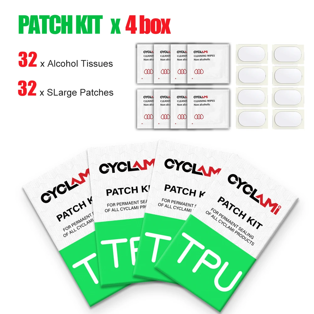 CYCLami Fahrrad-Innenschlauch, Reifen-Patch, Patch-Werkzeuge, Reparaturset, 8-teilig, Rennrad, MTB, Faltrad, TPU-Material, leistungsstark, kleberfrei