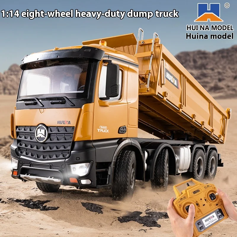 Huina 536 New R/C 12-Channel 1:14 Alloy Remote Control Full-Scale 8-Wheel Heavy-Duty Engineering Dump Truck Remote Control Toy