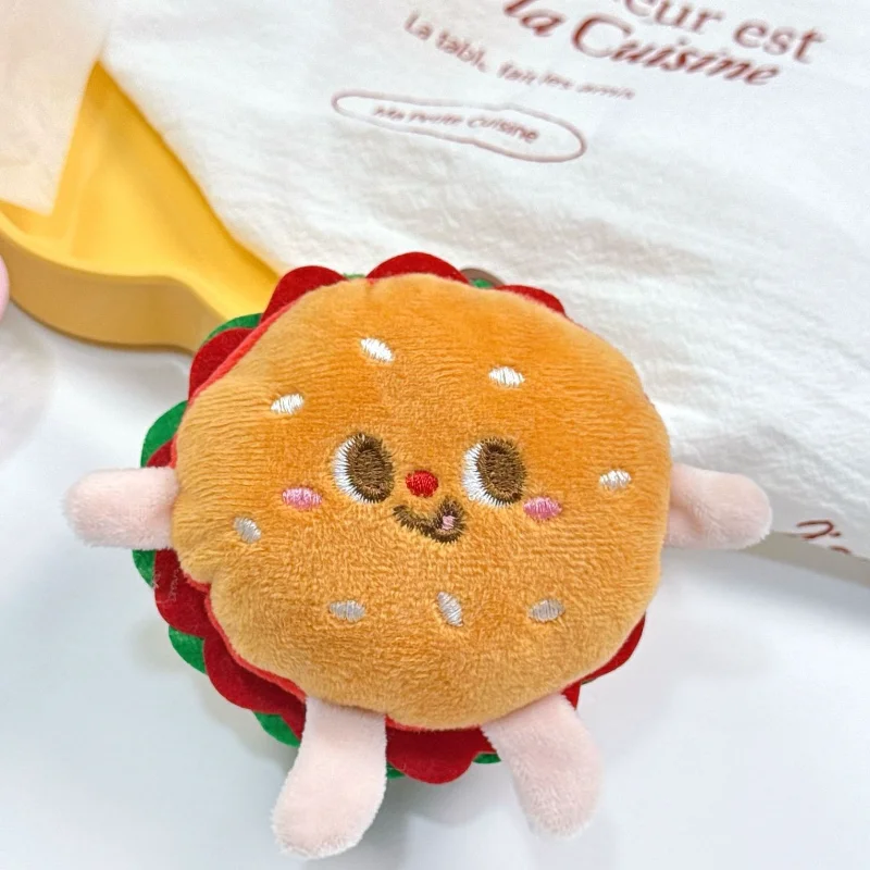Delicacy Squeak Hamburger Cute Re-Ment Plush Toy Keychain Chicken Drumstick French Fries Cartoon Gift Doll Plush Toy Keychain