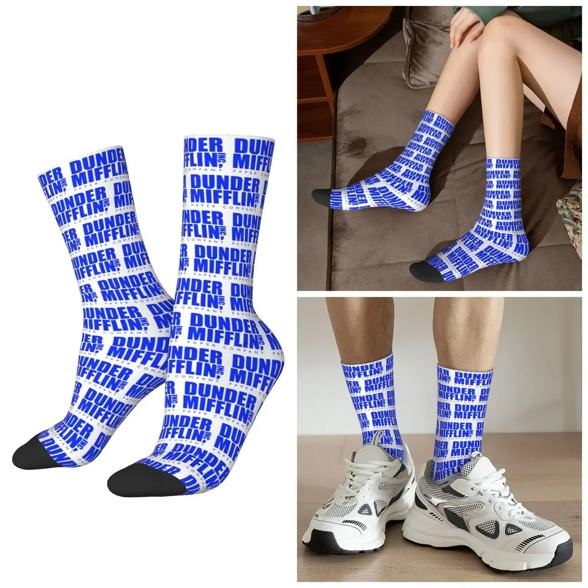 

All Seasons Dunder Mifflin Logo Socks Harajuku Sport Middle Tube Socks Sweat Absorbing Stockings Men Women Valentine's Day Gifts