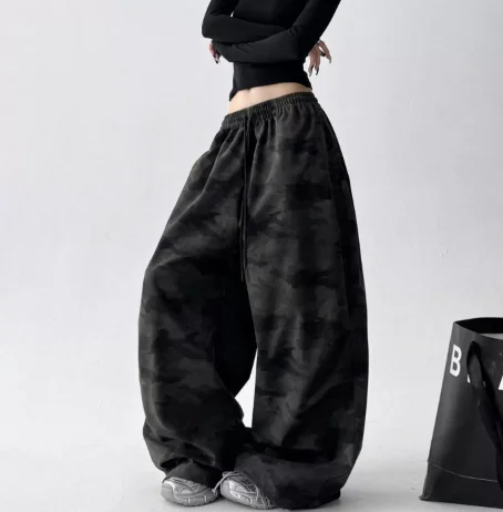 Hip Hop Retro Camouflage Tooling Casual Pants Children 2026 New High Waist Loose Street Hottie Wide Leg Trousers