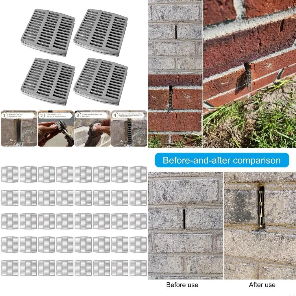 

581E 40pcs Steel Brick Vent Covers Easy to Fit Weep Hole Guards Adjustable Ventilation Grates set Enhances Wall Aeration