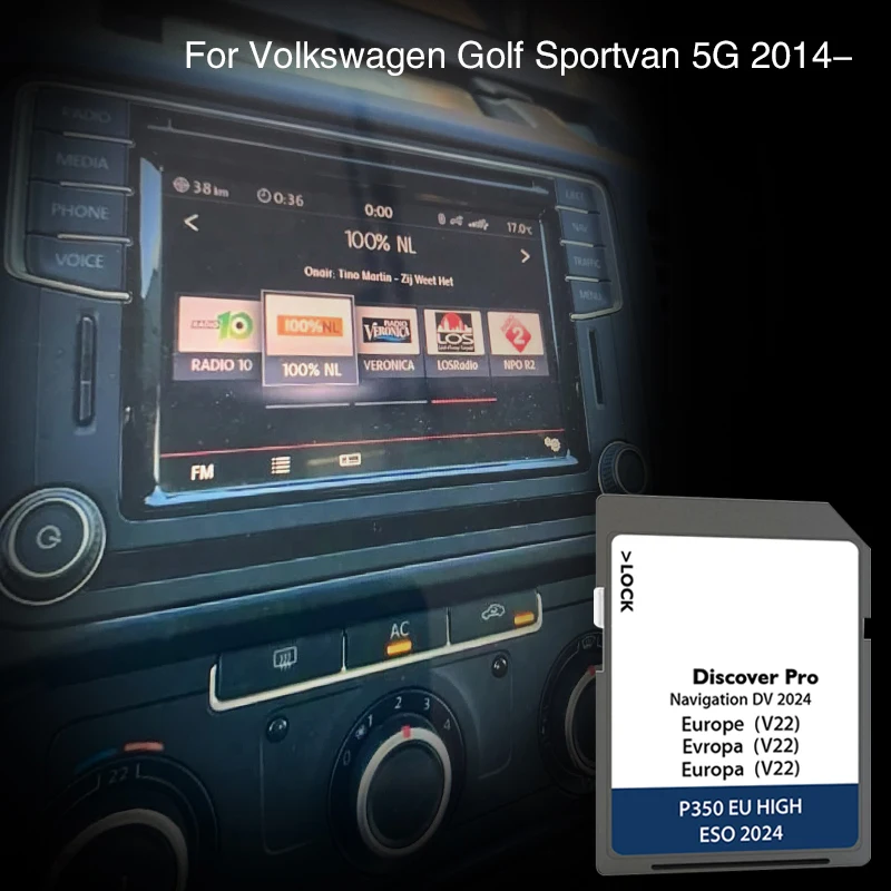 DV V22 Work for Volkswagen Golf Sportvan 5G From 2014 Discover Media Cover France Italy Poland Maps GPS Sat Nav Memory 64GB Card