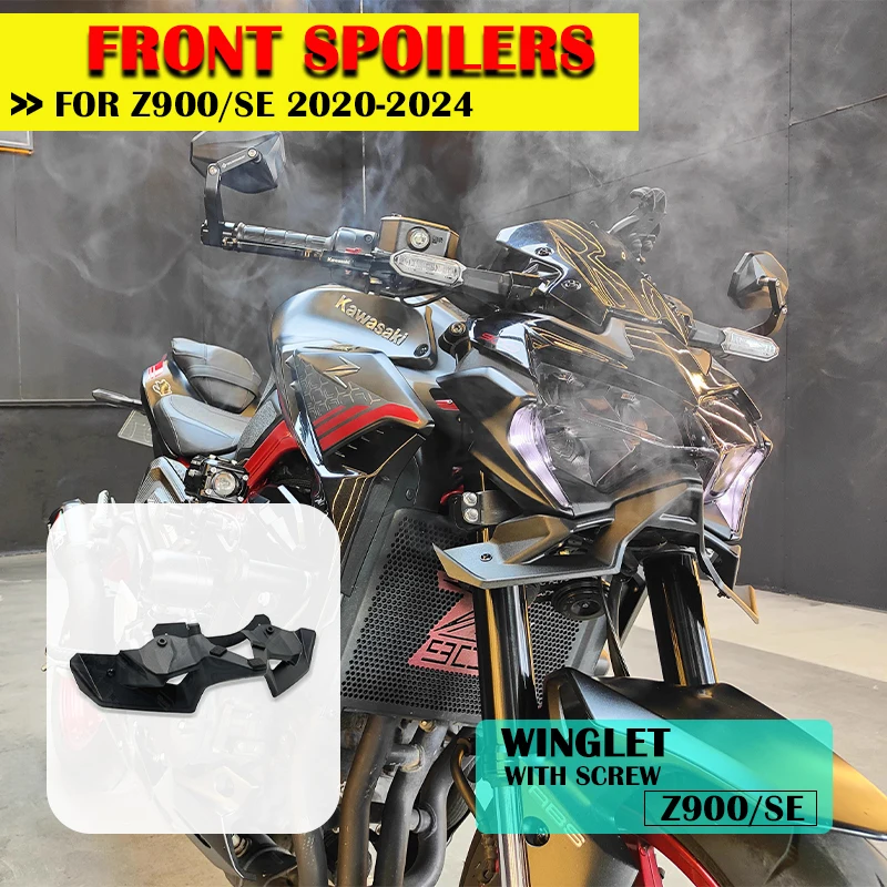 

New For Kawasaki Z900 2020 2021 2022 Bright Black Motorcycle Z 900 Naked Front Spoiler Winglet Aerodynamic Wing Kit Spoiler