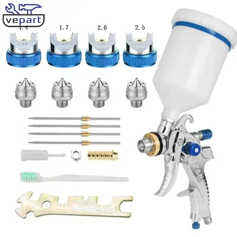 

Пистолет-распылитель с соплом 1,4/1,7/2,0/2,5 мм, профессиональный гравитационный аэрограф HVLP, набор распылителей «сделай сам», для покраски автомобиля с чашкой 600 мл, 600CC