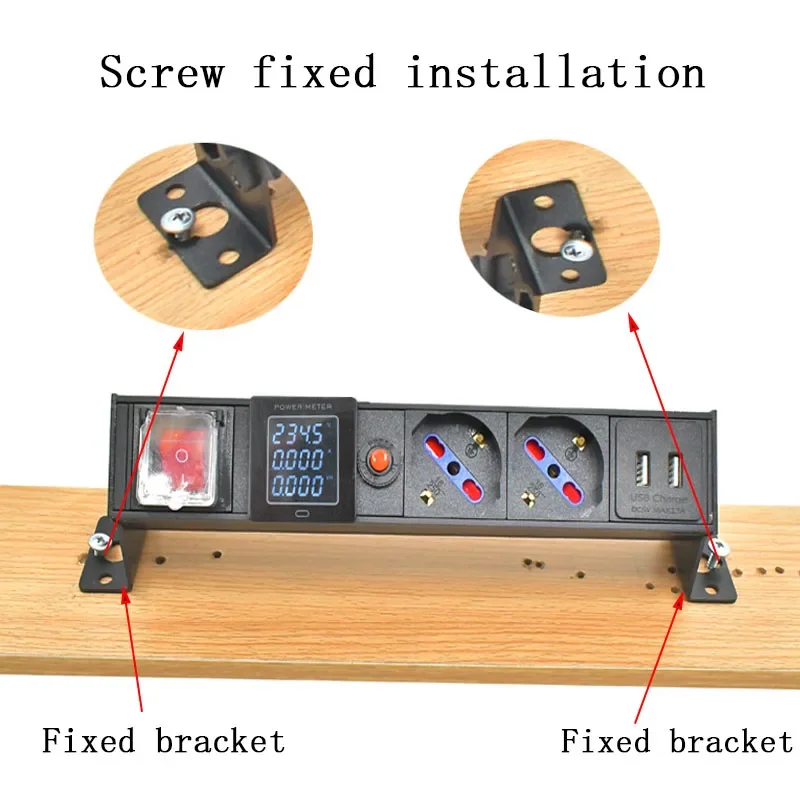 Imagem -05 - Pdu Power Strip Cabinet Rack Soquete Escondido Desktop Soquete Italiano Alemão Armário com Amperímetro Proteção contra Sobrecarga Usb 1.2m Line 17ac