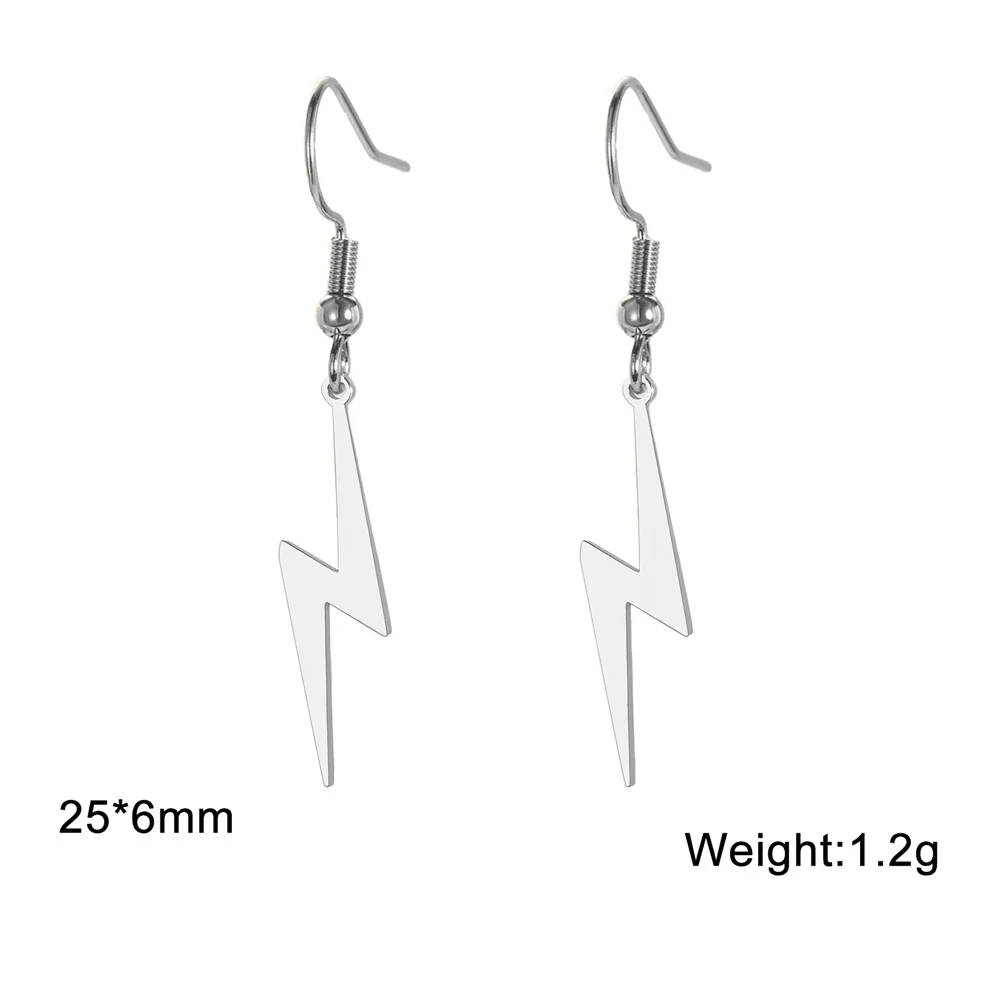 My Shape Punk Lightning Pendant Earrings for Women Hip Hop Dangle Earrings Stainless Steel Jewelry Birthday Party Gift Wholesale