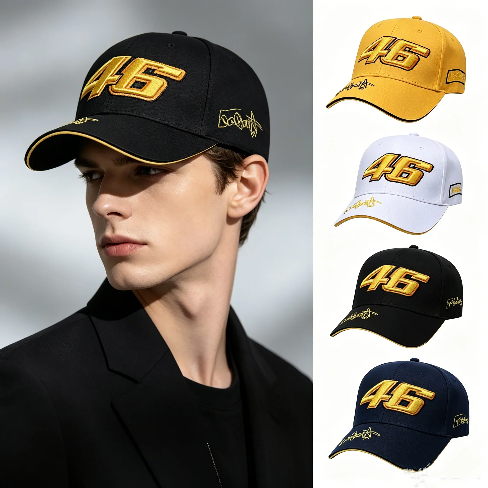 Unisex Adjustable Hip Hop Letter Baseball Cap with F1 Racing Motorcycle Design Casual Outdoor Sports Sun Protection Hat