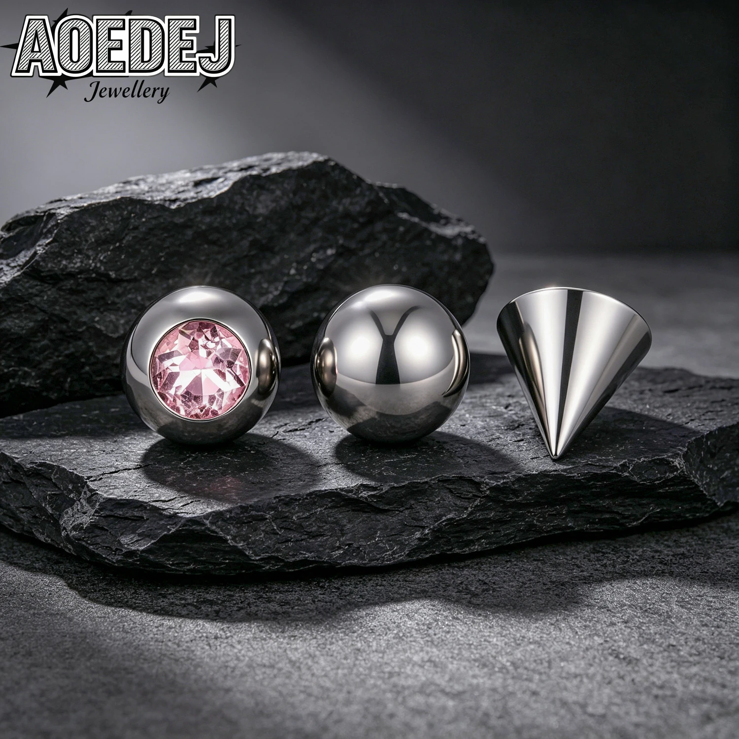 AOEDEJ 1-2PCS/LOT Ball Stainless Steel Choker Women Punk DIY Pendant Chain Necklace Replaceable Taper Spike Collar Neck Jewelry