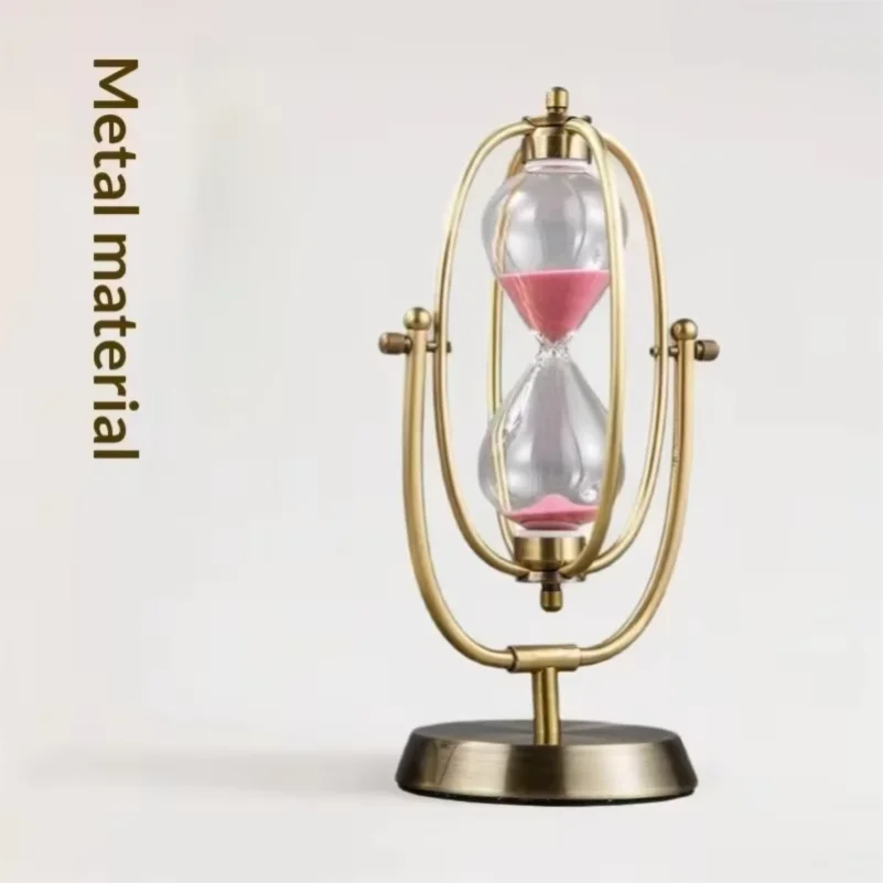 

Luxury Metal Hourglass 30-Minute Rotating Sand Timer for Office Desk Elegant Modern Decor Premium Gift for Friend