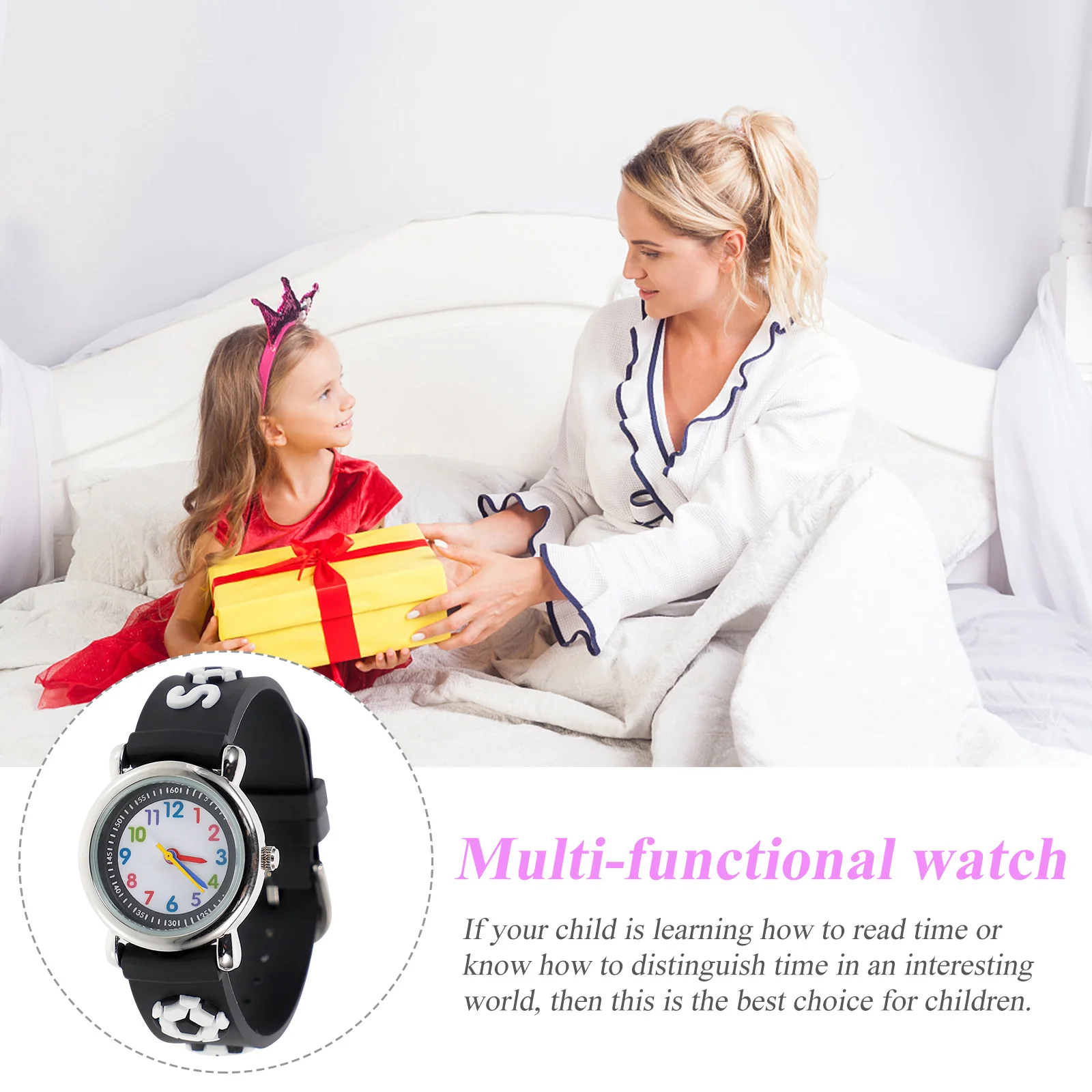 Quartz Watch Wrist 3D Cartoon Football Pattern Large Dial Easy Read Student Watch Durable Gift for Football Lover