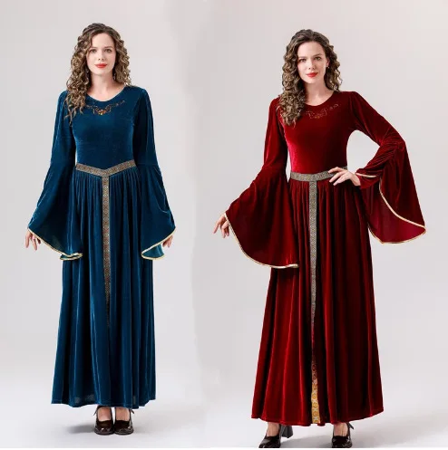 

Взрослый Хэллоуин Средневековая одежда для выступлений Ретро Суд Танцевальный Све Косплей Костюм для выступлений Женский этнический сценический костюм