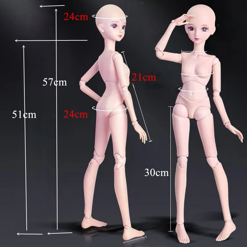 1/3 accesorios Bjd piel blanca 57cm cabeza de muñeca para niña sin maquillaje cabeza de elfo