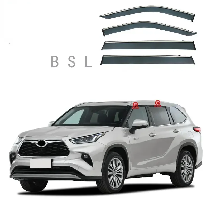 Car Accessories For Toyota Highlander XU70 Kluger 2015-2023 Window Visor Awnings Shelters Vent Shades Sun Rain Deflector Guard