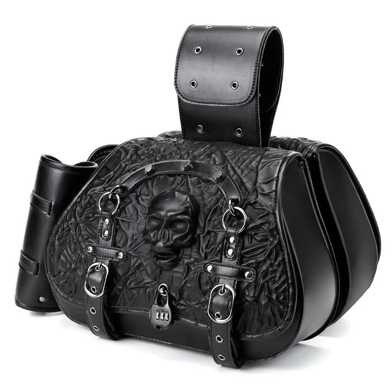 

Vintage Punk Motorcycle Throw Over Saddle Bags Waterproof PU Leather Side Bags for Harley Yamaha BMW Cruiser