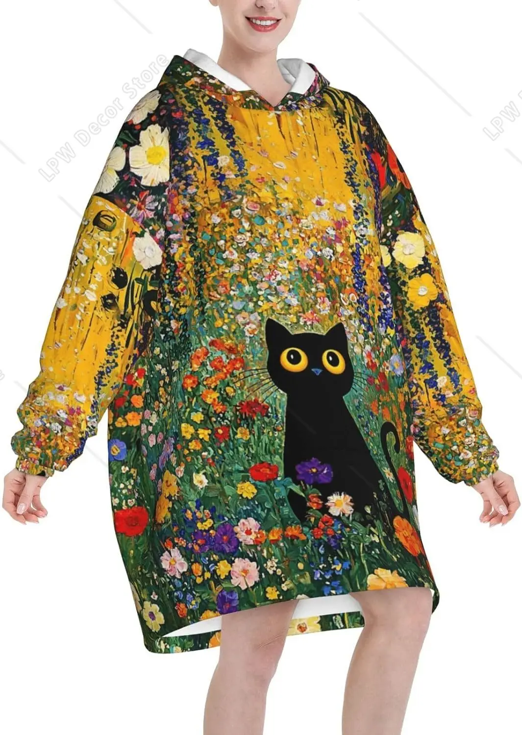 Wearable Blanket Oversized Blanket Hoodie Cozy Hoodie For Adults cat Sweatshirt Sweater Blanket Hoodie With Pocket